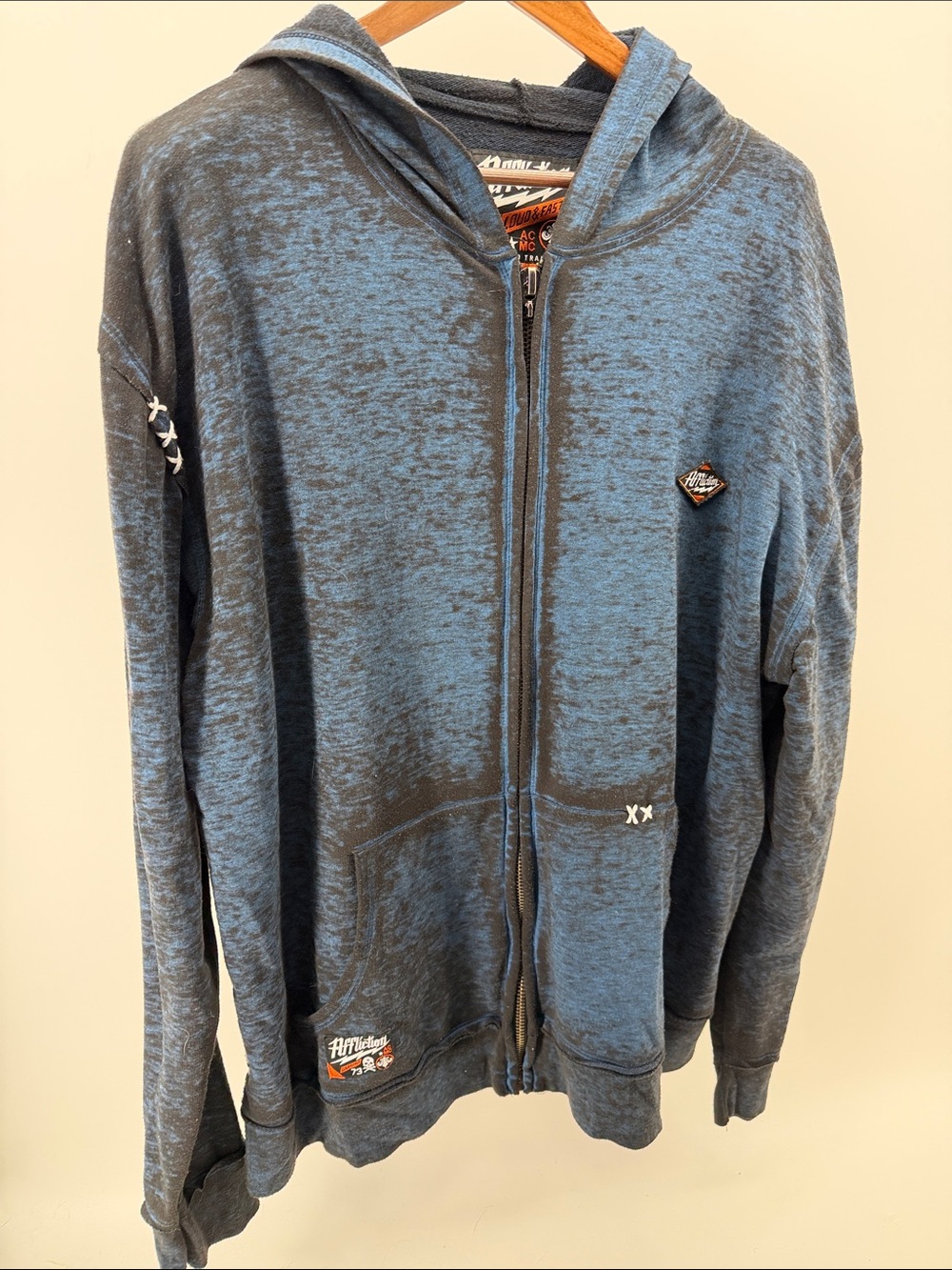 Men's Blue Heather Zip-Up  light Hoodie Sweater